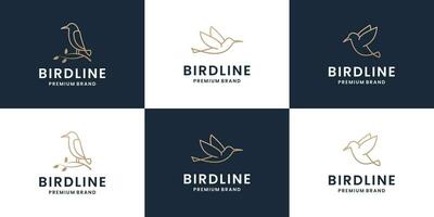 Set of bird logo template with line art style. creative abstract bird logo collection. vector