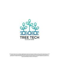 moderno árbol tecnología logo diseño. crecimiento tecnología logo inspiración vector