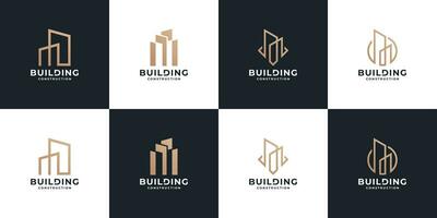 conjunto de resumen edificio arquitectura logo diseño. colección de rascacielos logo vector. vector