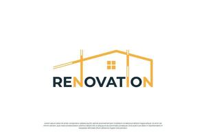 Building house structure logo design with typography art vector. vector