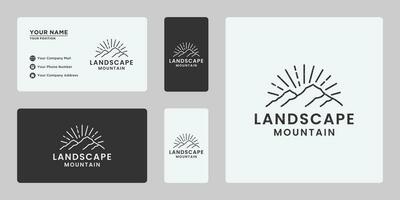 retro landscape mountain logo design template vector