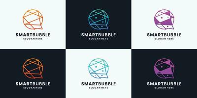 set of smart bubble logo design idea, smart technology , bubble tech logo design collections vector