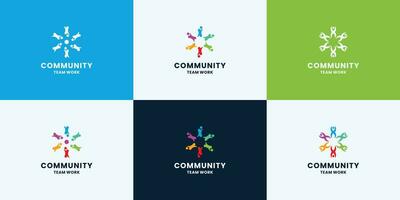 conjunto de comunidad logo diseño para grupo y equipo vector