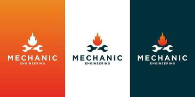 creativo logo diseño para mecánico y garaje negocio con degradado color vector