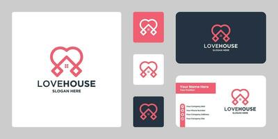 love house logo design. creative house and love combination. vector