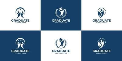 conjunto de educación y graduación emblema logo diseño. vector
