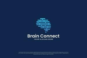 digital brain connection logo design. vector