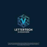 business letter V logo design for technology, lab, science, computing company vector