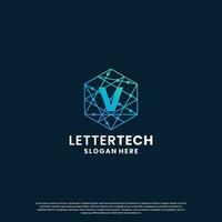 business letter V logo design for technology, lab, science, computing company vector