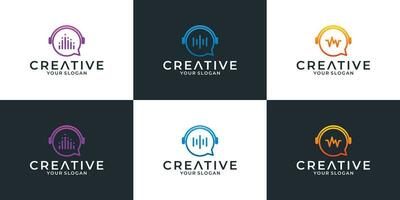 music chat logo design template for your corporate or your group community vector