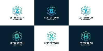 initials technology logo collections. letter a to z combine with technology style vector