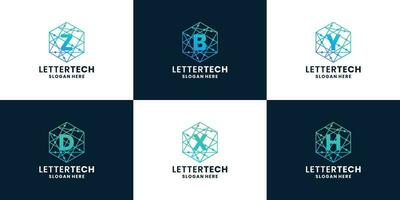 initials technology logo collections. letter a to z combine with technology style vector