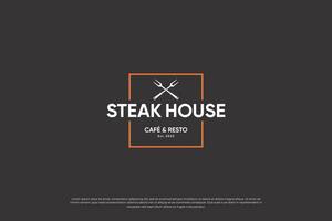 steak house emblem logotype with vintage style. vector