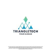 abstract logo for technology. triangle shape and connection circuit concept vector