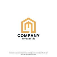 modern house combine with letter M logo design for your business vector