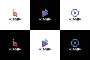 Set of music logo design collection. Audio player element design. vector