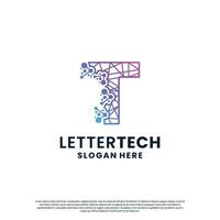 creative letter T tech, science, lab, data computing logo design for your business identity vector