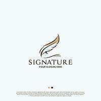 quill signature logo. feather pen logo vector. vector