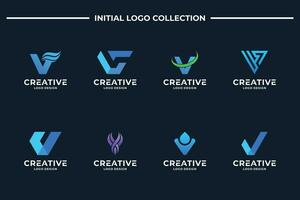 Set Of abstract letter V logo design vector. Letter V collection for Business, Brand, Company. vector