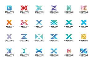 Set of collection letter X logo design templates. Abstract initial letters X symbol logo vector. vector