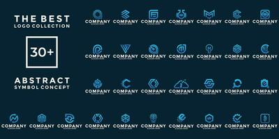 set of creative abstract symbol for your brand and business vector