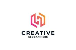 Abstract letter H logo design with creative Hexagon shape. vector