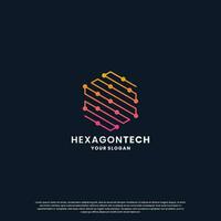 abstract logo for technology. hexagon shape and connection circuit concept vector