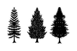 pine tree silhouette logo, icon set, symbol collection. vector