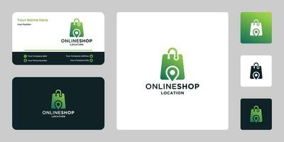 modern online shop location logo design inspiration with business card template vector