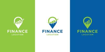 finance location business logo design with statistic and up arrow vector