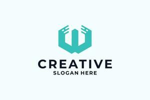 Creative letter W logo design with digital, fast, connection concept. vector