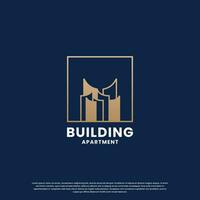 building logo design creative with golden color vector