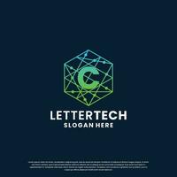 modern letter C logo design with gradient color for technology and science business company. vector