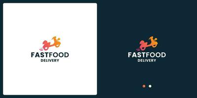 fast delivery logo design for restaurant , online food with gradient color vector