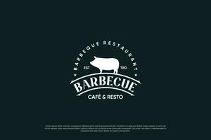 Clásico etiqueta parilla, logo diseño para restaurante o carne almacenar. vector