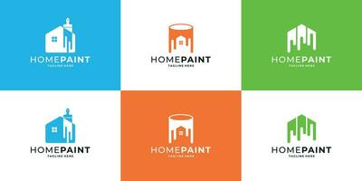 set of home paint, painting house logo design vector