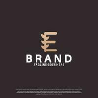 beauty letter E logo design combine with leaf vector