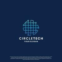 world technology logo design. abstract logo for technology. circle and circuit connection concept vector