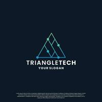 abstract logo for technology. triangle shape and connection circuit concept vector