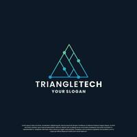 abstract logo for technology. triangle shape and connection circuit concept vector