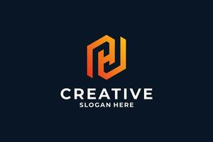 Abstract letter H logo design with creative Hexagon shape. vector