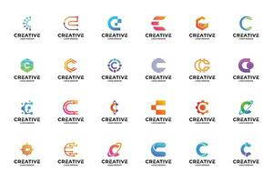 Set of collection letter C logo design templates. Abstract initial letters C symbol logo vector. vector