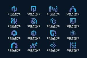 Creative initial letter N logo design collection. vector