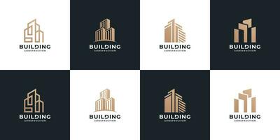 set of abstract building architecture logo design. collection of skyscraper logo vector. vector