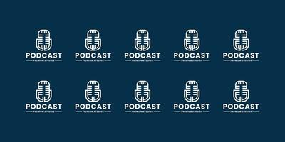 podcast studio record logo design collections vector