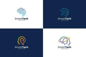 Set of Digital human head connection logo design inspiration for artificial intelligence. vector