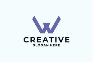 Creative letter W logo design with digital, fast, connection concept. vector