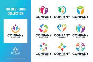 Collection of abstract people logo design inspiration, vector