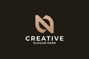 Letter N logo design combine with creative shape. vector