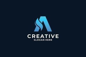 Creative Letter A logo design with creative triangle concept. vector